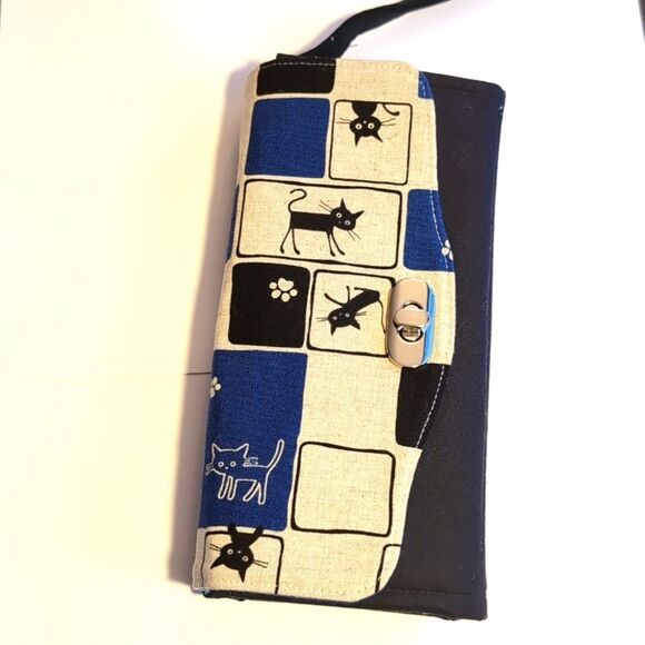 Canvas cat pattern wallet bag wristlet Nwot - Picture 1 of 9